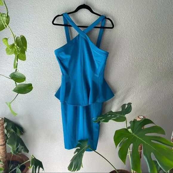 NWT ZAC Zac Posen Blue Cerulean Peplum Dress - Picture 4 of 9
